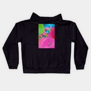 Colorful close up of oil drops in water Kids Hoodie